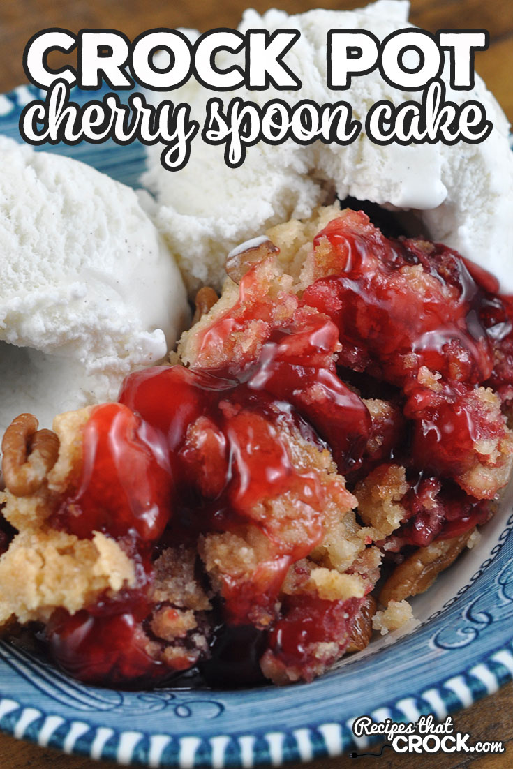 This Crock Pot Cherry Spoon Cake Recipe couldn't be easier! Just toss three simple ingredients in a slow cooker before dinner and when everyone is done eating, you will have a yummy dessert just begging for a scoop of your favorite ice cream!