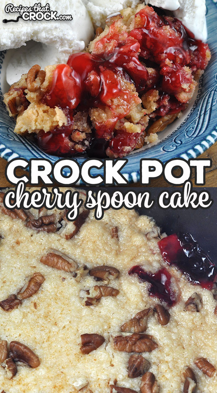 This Crock Pot Cherry Spoon Cake Recipe couldn't be easier! Just toss three simple ingredients in a slow cooker before dinner and when everyone is done eating, you will have a yummy dessert just begging for a scoop of your favorite ice cream! via @recipescrock