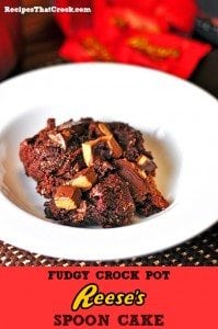Fudgy Crock Pot Reeses Spoon Cake