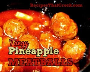 Tangy Pineapple Meatballs #Crockpot #SlowCooker
