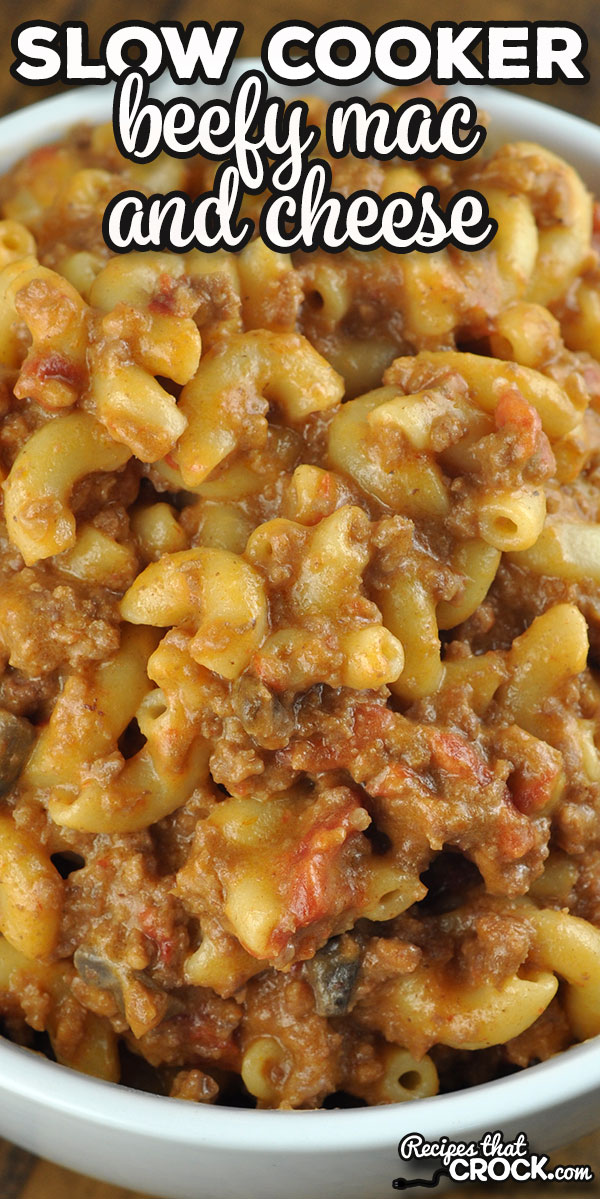 Are you a macaroni and cheese fan? This Slow Cooker Beefy Mac and Cheese will have your whole family signing up for macaroni and cheese for dinner! via @recipescrock