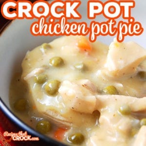 If you are looking for a yummy comfort food recipe, you should try this Crock Pot Chicken Pot Pie. This recipe takes tender chicken with vegetables in a creamy gravy and serves it over hot flaky biscuits. Yum! 