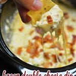 Are you looking for a great party dip? This Bacon Double Cheese Dip recipe will tempt your guests to take a double dip! THE Crock Pot Dip we take to every party. Everyone will ask you for the recipe!