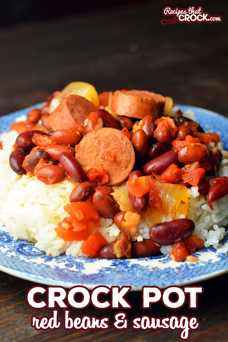 Does someone in you family just love red beans and rice? This Slow Cooker Red Beans and Sausage is a great recipe to serve over rice. via @recipescrock