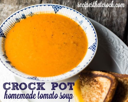 This easy crock pot tomato soup is simple way to make a flavorful homemade tomato soup right at home that beats any pre-made canned soup. One of our favorite easy crock pot recipes.