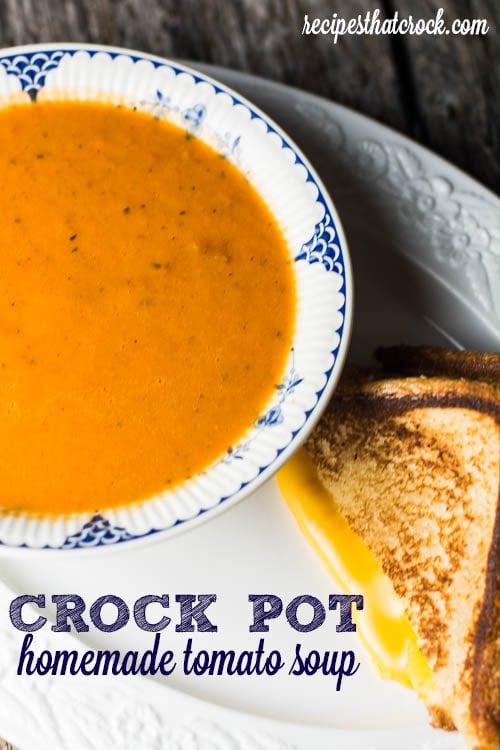 This easy crock pot tomato soup is simple way to make a flavorful homemade tomato soup right at home that beats any pre-made canned soup. One of our favorite easy crock pot recipes.