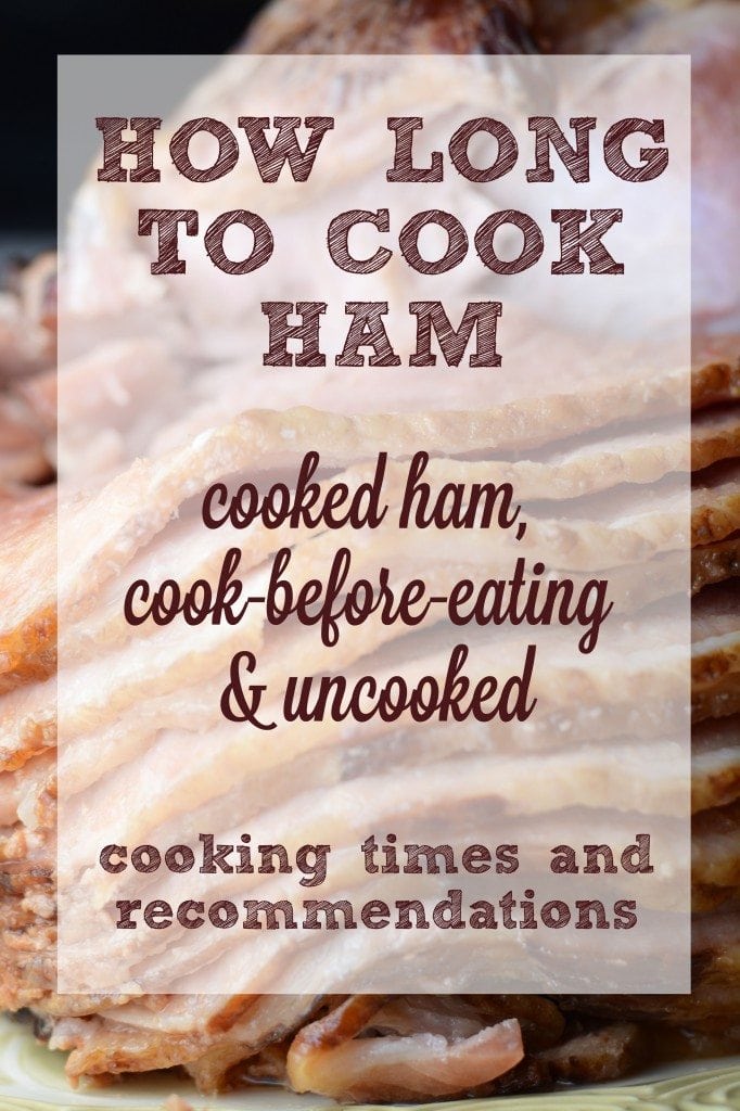 How Long to Cook Ham Infographic - There are many factors that determine cooking times for ham, including everything from how it was prepared to where it was packaged. Cooking times for labels cook-before-eating, cooked and uncooked hams. Oven and Crock Pot times provided.