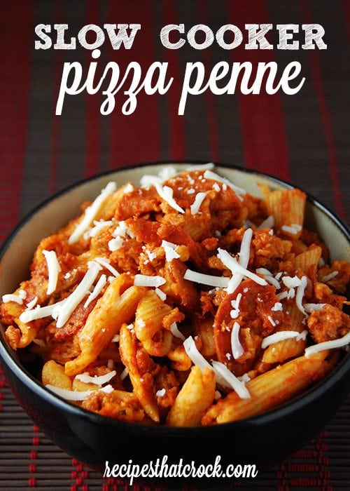 Slow Cooker Pizza Penne : A great family crock pot meal for kids of all ages!