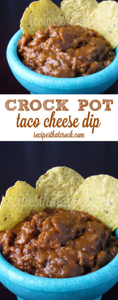 Crock Pot Taco Cheese Dip is a great twist on your traditional queso dip.