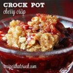 Delicious, easy Crock Pot Cherry Crisp. Cherry Pie Filling, Oats, Butter and Brown Sugar come together easily to make this classic slow cooker dessert everyone loves!
