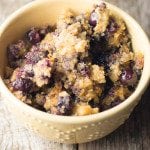 Crock Pot Blueberry Breakfast Casserole: Perfect dish to start the day off right! Delicious and hearty. The nuts are the perfect balance to the bright burst of blueberries in every bite!