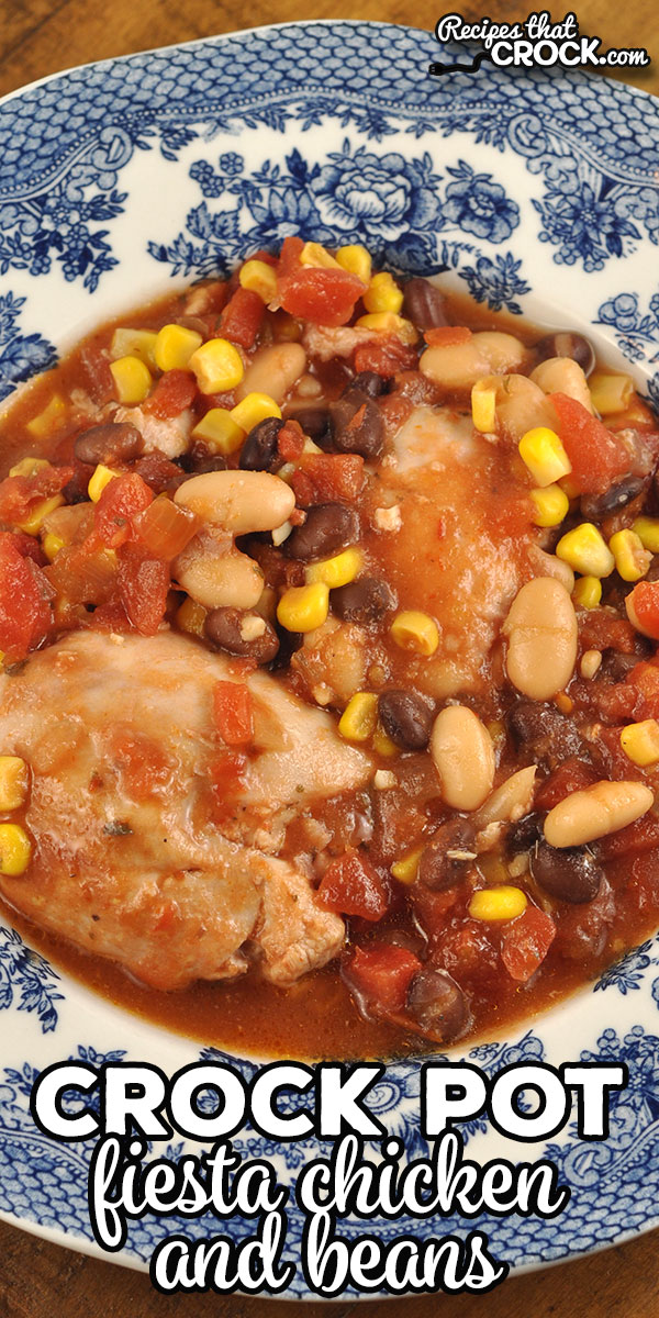 This Crock Pot Fiesta Chicken and Beans recipe is a great one pot dish! It is perfect on its own, over rice or on a tortilla. via @recipescrock