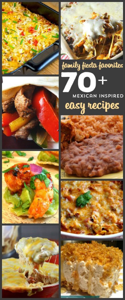 Over 70 Delicious EASY Mexican Inspired Dishes. From tacos to burritos to enchiladas, casseroles, dips and fried ice cream, this is THE list of incredible easy dishes for anyone that wants a new twist on taco night! Many of them are crock pot recipes too!