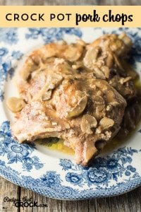Easy Crock Pot Recipe for Pork Chops. Great weeknight dinner to throw together.