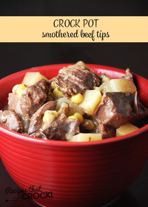 These Smothered Crock Pot Beef Tips are the perfect hearty meal!