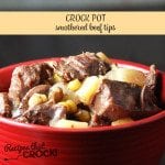 These Smothered Crock Beef Tips are the perfect hearty meal!