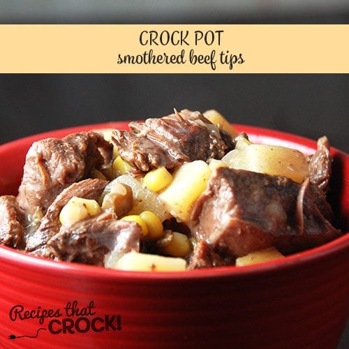 These Smothered Crock Pot Beef Tips are the perfect hearty meal!