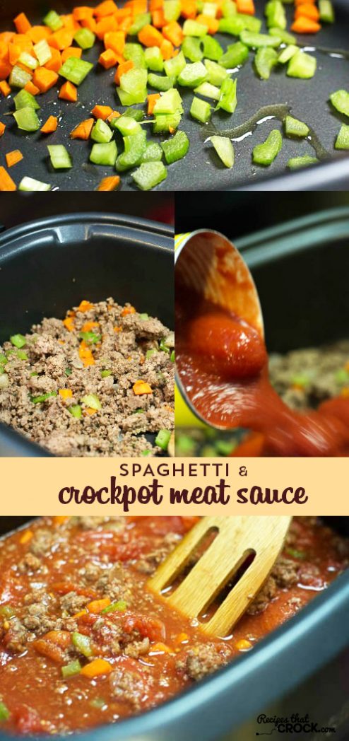 Spaghetti with Crock Pot Meat Sauce: Barilla® Spaghetti with {Crock Pot} San Marzano Tomato Meat Sauce is the perfect dish for kids of all ages 0-93 and so easy to throw together for dinner!