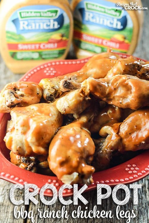 Crock Pot BBQ Ranch Chicken Legs: This is the perfect recipe to feed a crowd! The chicken is fall apart tender and so flavorful! The tangy flavors of barbecue sauce pair perfectly with the creamy ranch with a hint of sweet chili. #ad #FavRanchFlav
