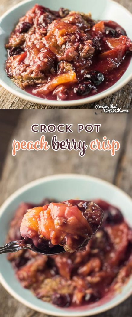 Crock Pot Peach Berry Crisp: Are you looking for a simple dessert that reminds you of summer? This slow cooker recipe is a flavorful way to indulge in the flavors of summer any time of year!