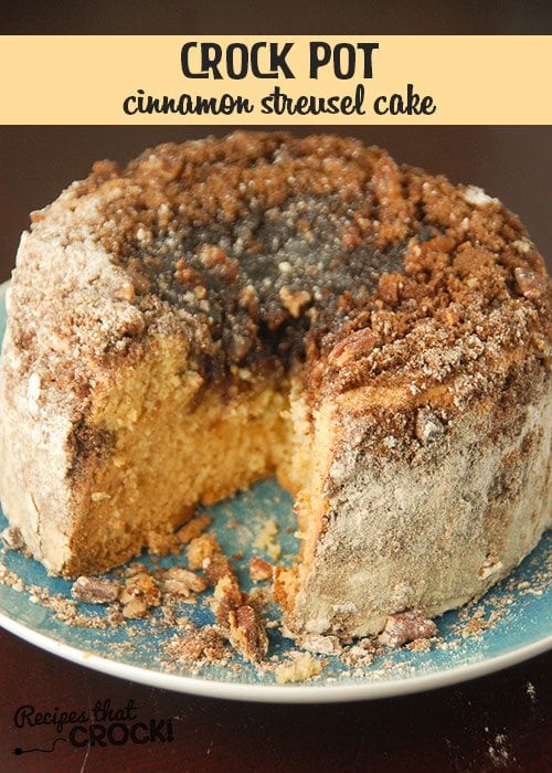 This Crock Pot Cinnamon Streusel Cake is easy, delicious and pretty! 