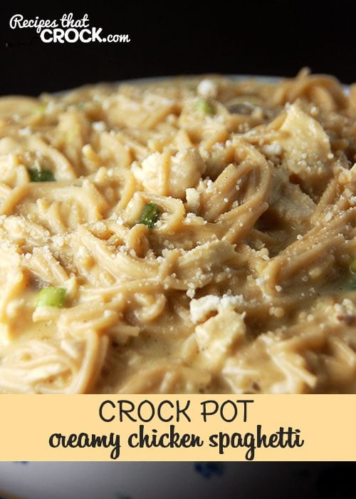 This Crock Pot Creamy Chicken Spaghetti is an instant family favorite and so easy to make!