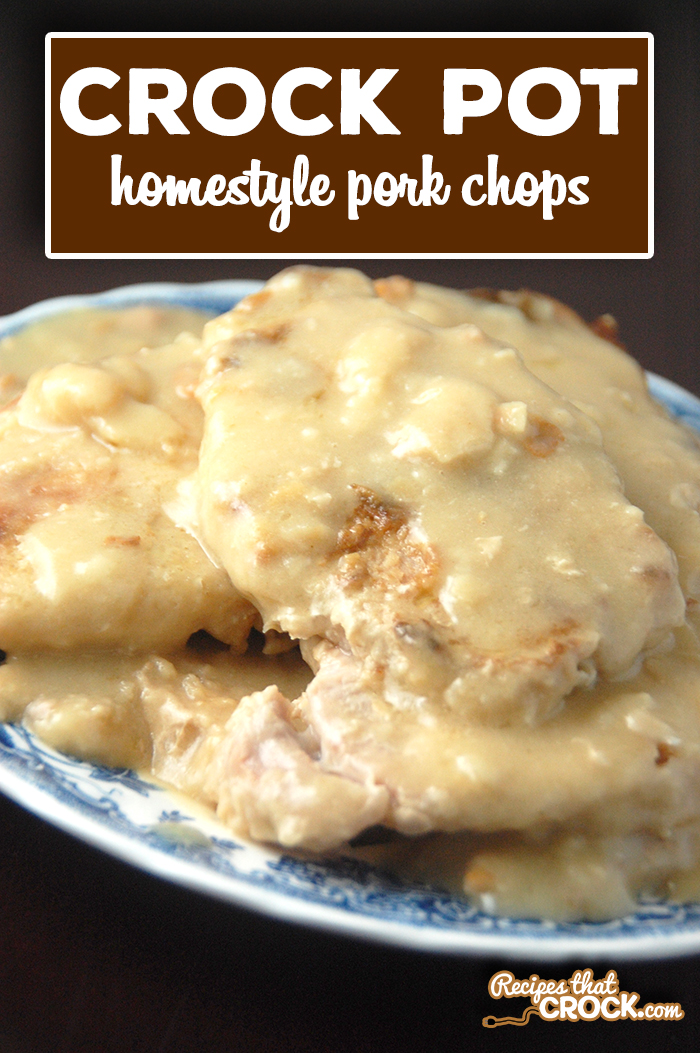 If you love pork chops with gravy, you have to try these Crock Pot Homestyle Pork Chops. Yum! via @recipescrock
