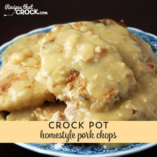 If you love pork chops with gravy, you have to try these Crock Pot Homestyle Pork Chops. Yum! These Homestyle Crock Pot Pork Chops not only give you great flavor with minimal work, they have an awesome gravy that makes my mouth water just thinking about it!