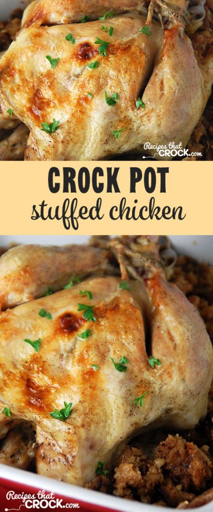 This Stuffed Crock Pot Chicken is tender, juicy and oh-so flavorful!