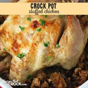 This Stuffed Crock Pot Chicken is tender, juicy and oh-so flavorful!