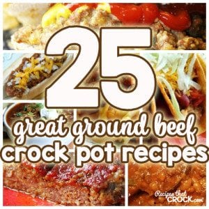 Great Ground Beef Crock Pot Recipes from some of our favorite food bloggers! Meatloaf, Cowboy Beans, Sloppy Joes, Chili, Taco Gorp, Lasagna, Bacon Cheeseburger Dip and much, much more!