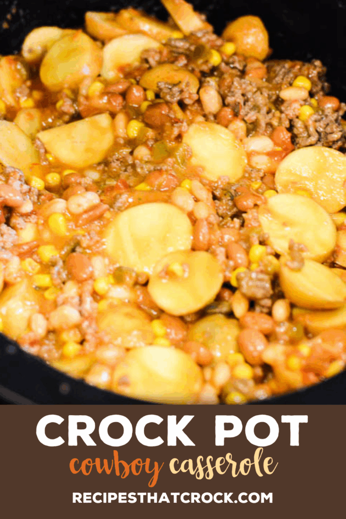 Meaty Crock Pot Cowboy Casserole is a hearty slow cooker meal that everyone loves!