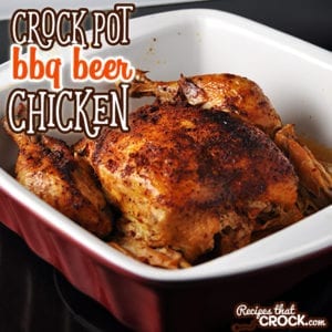 Crock Pot BBQ Beer Chicken is an easy slow cooker meal that produces a juicy, flavorful chicken. Great economical way to feed the family!