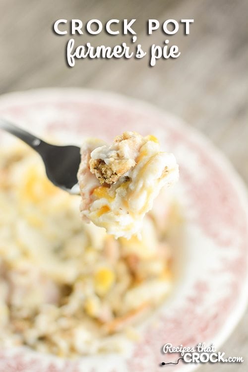 Crock Pot Farmers Pie is an easy casserole to throw in the slow cooker that everyone loves. It is a great everyday meal and also a great way to use Thanksgiving or Holiday leftovers!