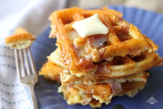 Ham-and-Cheese-Waffles