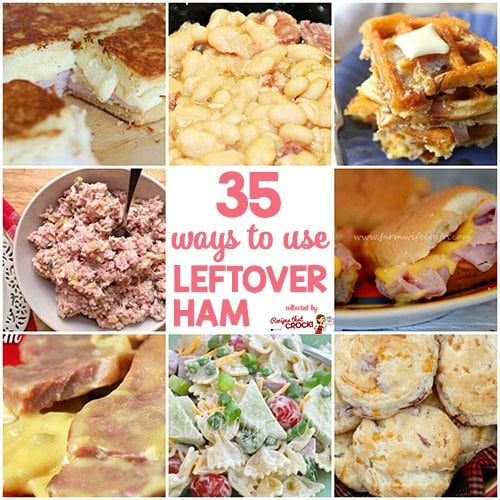 35 Ways to Use Leftover Ham! Great Leftover Ham Recipes like Ham and Beans, Cheesy Scalloped Ham and Potatoes, Ham Fried Rice, Ham Salad, Ham Waffles, Pasta Salad, Casseroles and more!