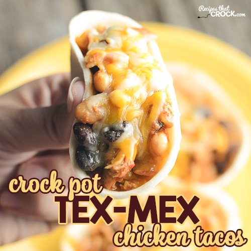 Our Crock Pot Tex Mex Chicken Tacos are super simple to throw together and amazing good! Everyone will ask you for this recipe!
