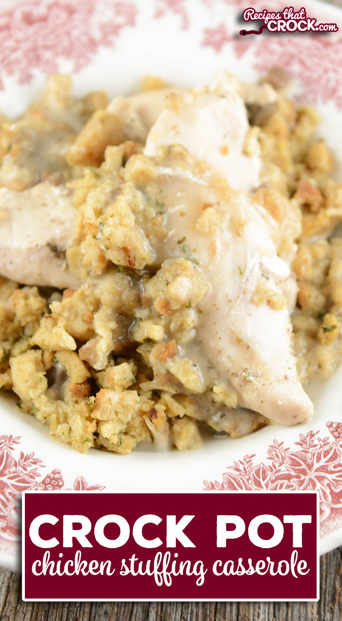 This Easy Crock Pot Chicken Stuffing Casserole is so simple and a classic comfort food. via @recipescrock