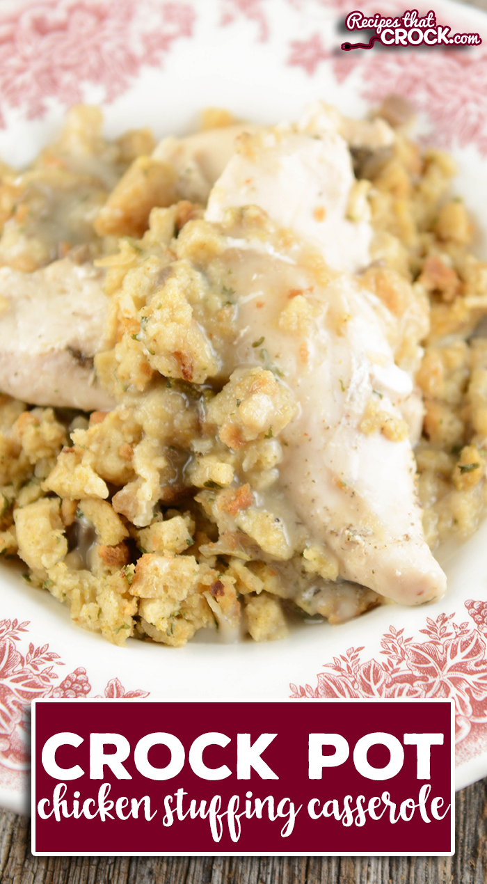 This Easy Crock Pot Chicken Stuffing Casserole is so simple and a classic comfort food. via @recipescrock