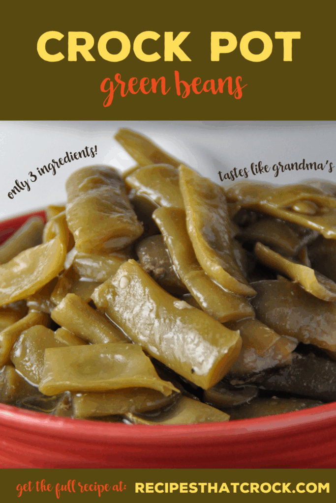 It only takes three simple ingredients to turn a can of green beans into a flavorful side dish that will remind you of your grandma's home grown green beans.  You won't believe how easy our Crock Pot Green Beans are to make! These are perfect for a comforting weeknight meal and special enough for your holiday menus.
