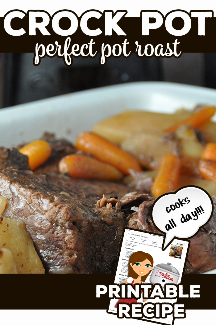 This Perfect Crock Pot Roast is our Mom's recipe and it comes out PERFECT every time! Tender pot roast with carrots and potatoes is the ultimate comfort food! This is a great recipe for crock pot beginners and seasoned cooks! via @recipescrock