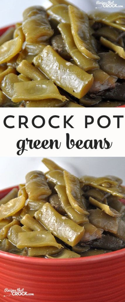 It only takes three simple ingredients to turn a can of green beans into a flavorful side dish that will remind you of your grandma's home grown green beans.  You won't believe how easy our Crock Pot Green Beans are to make! These are perfect for a comforting weeknight meal and special enough for your holiday menus.