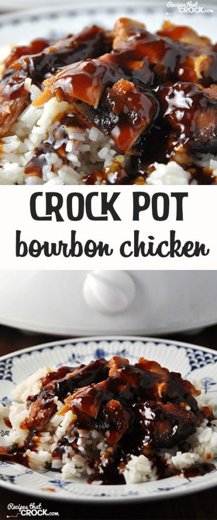 This Crock Pot Bourbon Chicken is easy and delicious! One of our most popular recipes! Bourbon or chicken broth can be used. via @recipescrock