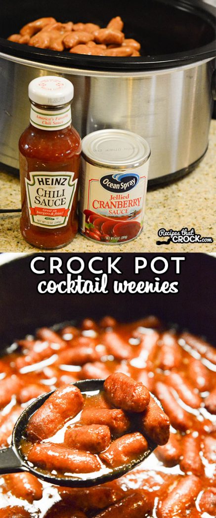 These Crock Pot Cocktail Weenies are a simple dish to throw together for a party. Three ingredients and your slow cooker does all the work for you!
