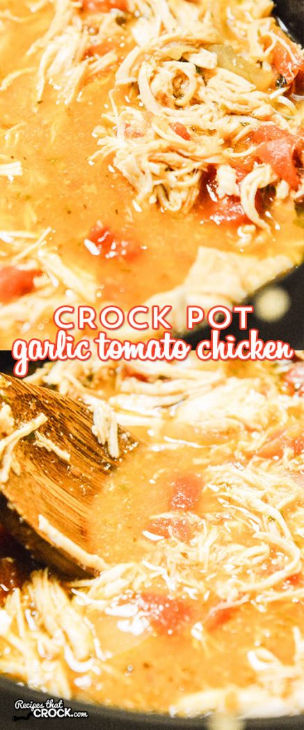 This Crock Pot Garlic Tomato Chicken has an amazing flavor and is so easy! This is definitely a meal you can put on while running out the door!