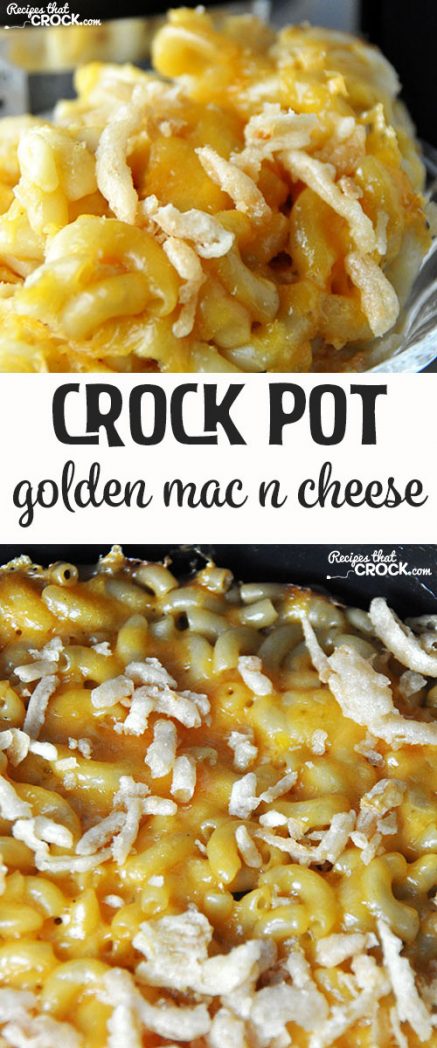 This Crock Pot Golden Mac n Cheese tastes like a baked mac n cheese with a little something extra! 