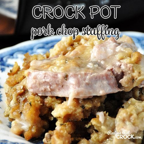 This Crock Pot Pork Chop Stuffing recipe can be thrown together in less than 5 minutes and is ready in just a few hours!