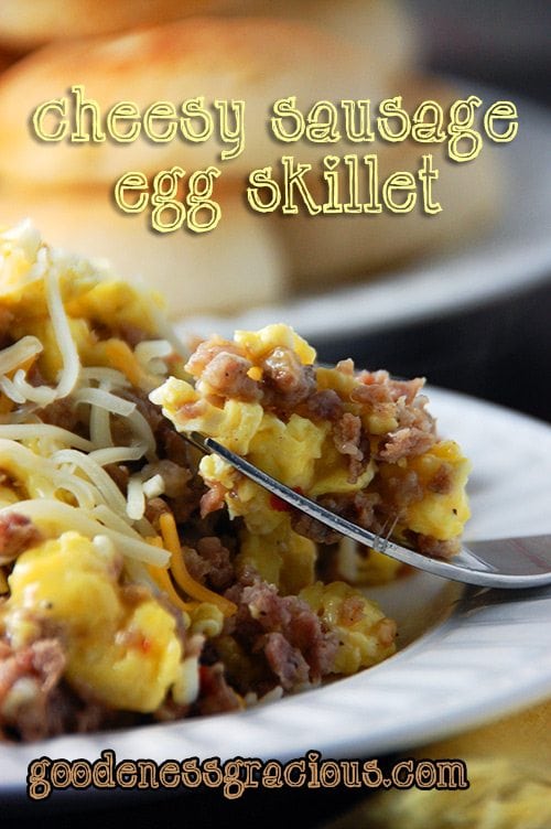 This Cheesy Sausage Egg Skillet is a long standing favorite in my house!