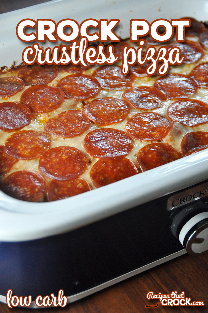 This Crock Pot Crustless Pizza is delicious and simple to make! A low carb casserole that everyone enjoys! Serve with breadsticks for carb lovers. via @recipescrock