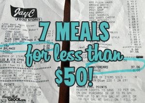 How many meals can you make for 50 bucks? I set out to find out just that and with these yummy recipes, the answer is 7 Meals for Less Than $50!